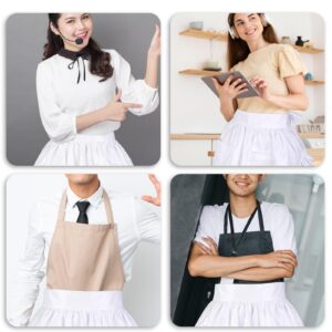 Lusofie Waist Apron with Pockets White Half Apron Maid Apron Cooking Aprons for Women for Kitchen Cooking Restaurant Restaurant Bistro Coffee (Material: Polyester)