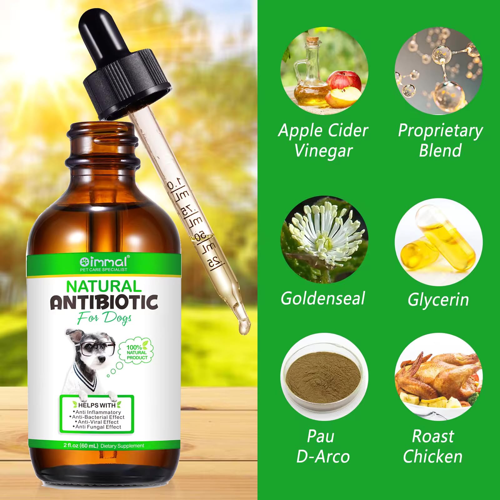 Natural Antibiotics for Dogs - Pet Antibiotic - Healing Aid and Skin Repair for Wounds, Sores, and Abrasions, Helps with Itchy and Irritated Skin - Duck Flavor