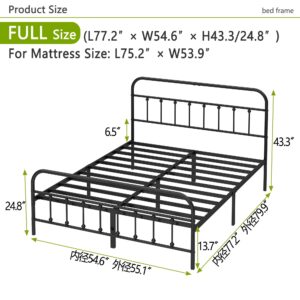 Kujielan Metal Bed Frame - Structurally Stable Heavy Duty Steel Slat Supported Full Bed Frames,No Box Spring Needed for Easy Removal and Transport…