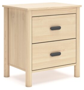 signature design by ashley cabinella casual 2-drawer nightstand with round post legs, 24.37" tall, light brown