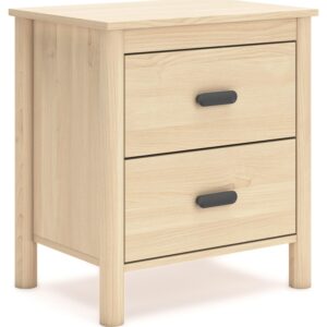 Signature Design by Ashley Cabinella Casual 2-Drawer Nightstand with Round Post Legs, 24.37" Tall, Light Brown