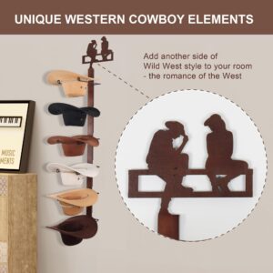 CANWUPON Cowboy Hat Rack Holder for Wall - Wild Western Style Design Hat Organizer with 6 Hat Hooks for Wall Mount, Hat Stand and Hanger for Storage and Organization (Cowboy Lover)