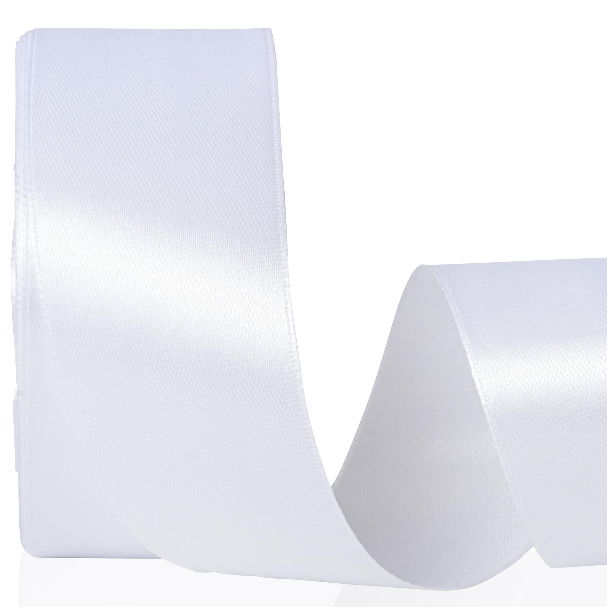 White Ribbon 1-1/2 Inch, 25 Yards/roll Solid Satin Ribbon for Gift Wrapping, Bow & Eternal Flower Making, Floral Bouquets, Party Decoration.