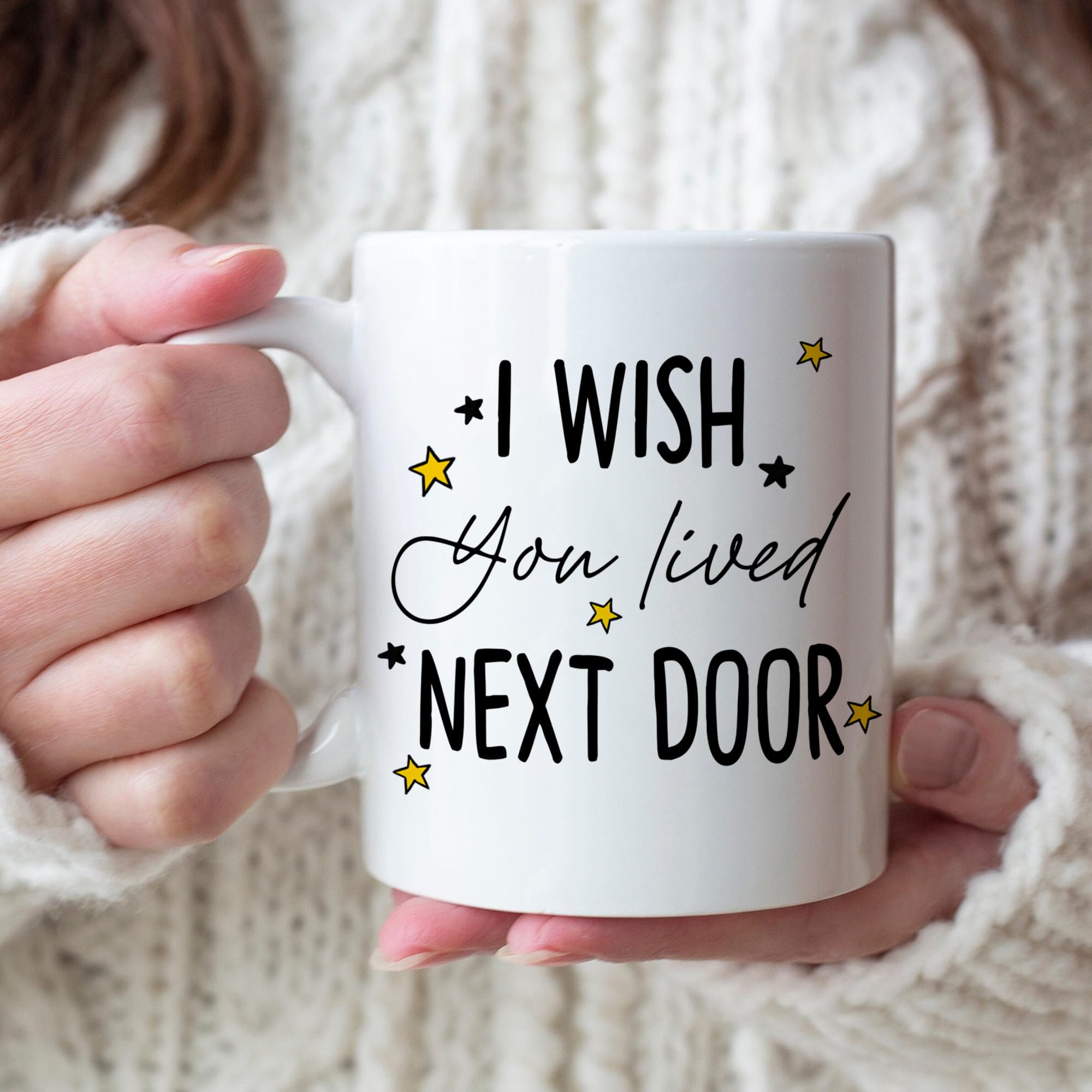 Personalized I Wish You Lived Next Door Mug with Name and City State, Customized Best Friend Coffee Mug for Besties Women, Long Distance Relationships Coffee Mugs Gifts for Friends Who Live Far Away