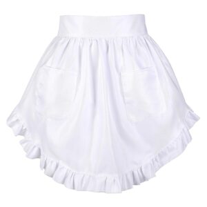 lusofie waist apron with pockets white half apron maid apron cooking aprons for women for kitchen cooking restaurant restaurant bistro coffee (material: polyester)