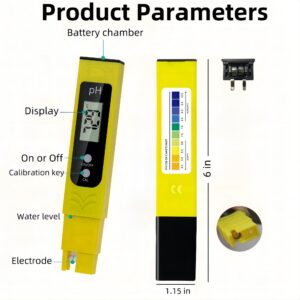 Aerkersun Digital pH Meter for Water, 0.01High Precision Pocket Size Water Quality Tester, 0-14 pH Measurement Range Digital, ATC pH Tester for Hydroponics, Drinking Water and Pool