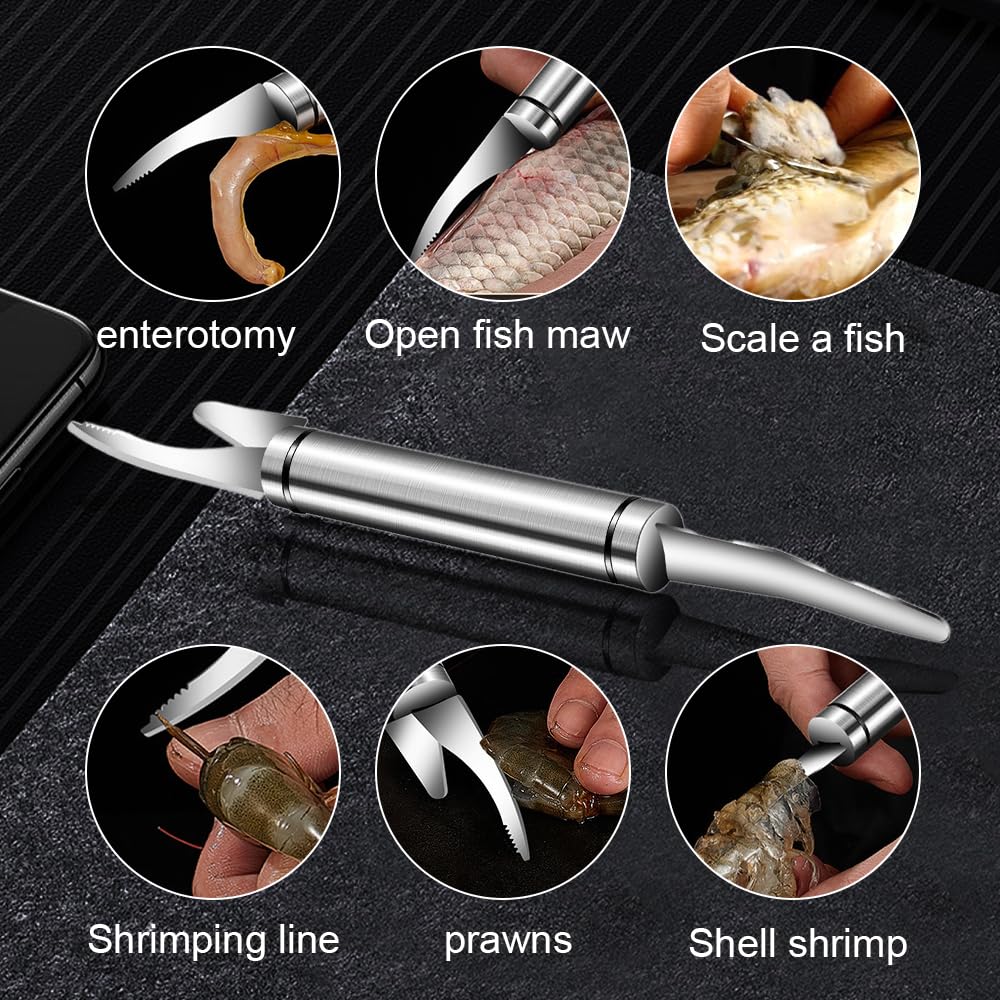 5 in 1 Multifunctional Shrimp Line Fish Maw Knife, 2024 Shrimp Deveiner Tool Prawn Shrimp Peeler Maw Knife, Stainless Steel Cleaning Tools for Fish Prawn Seafood Peeler Cleaner Shrimp Knife (6)