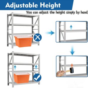 3500LBS Industrial Garage Shelving 4 Tier Heavy Duty Storage Shelves Ccommercial Shelving Adjustable Metal Shelves for Garage/Warehouse 4 Feet Tall Industrial Metal Shelving White,48"W x 18"D x 48"H