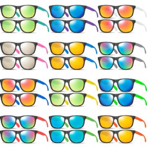 tikonsyol 24 pack 12 color neon kid sunglasses bulk party favor for kid adult boy girl,80s retro style plastic toddler uv400 toy sunglasses summer beach pool birthday graduation party classroom prize