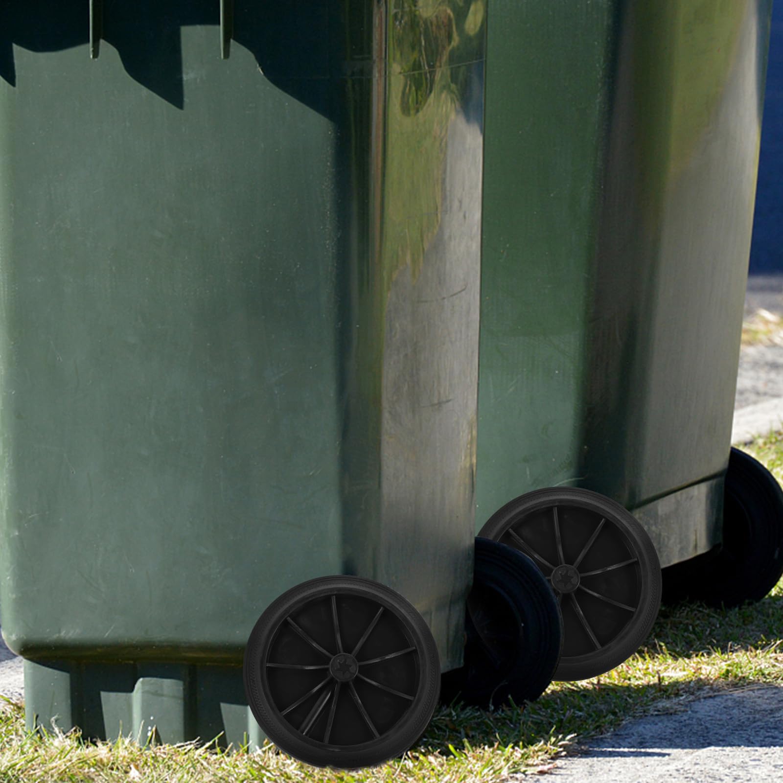 DOITOOL 2PCS Garbage Bin Wheels Replacement 7 inch Plastic Wheels Garbage Can Wheels Trash Can Dolly Rubber Wheels Trash Can Wheels Trash Bin Wheels Trash Can Accessories, 18.00X18.00X7.00CM, Black