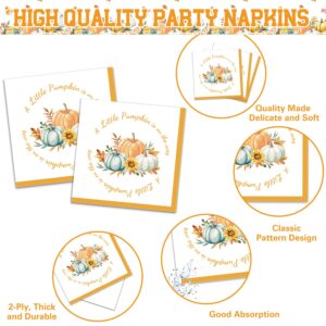 Fall Little Pumpkin Baby Shower Party Decorations Thanksgiving Pumpkins Disposable Birthday Party Decorations Set with Plates, Cups, Napkins, Tablecloth, Banner, Knives, Spoons and Forks, Serves 24