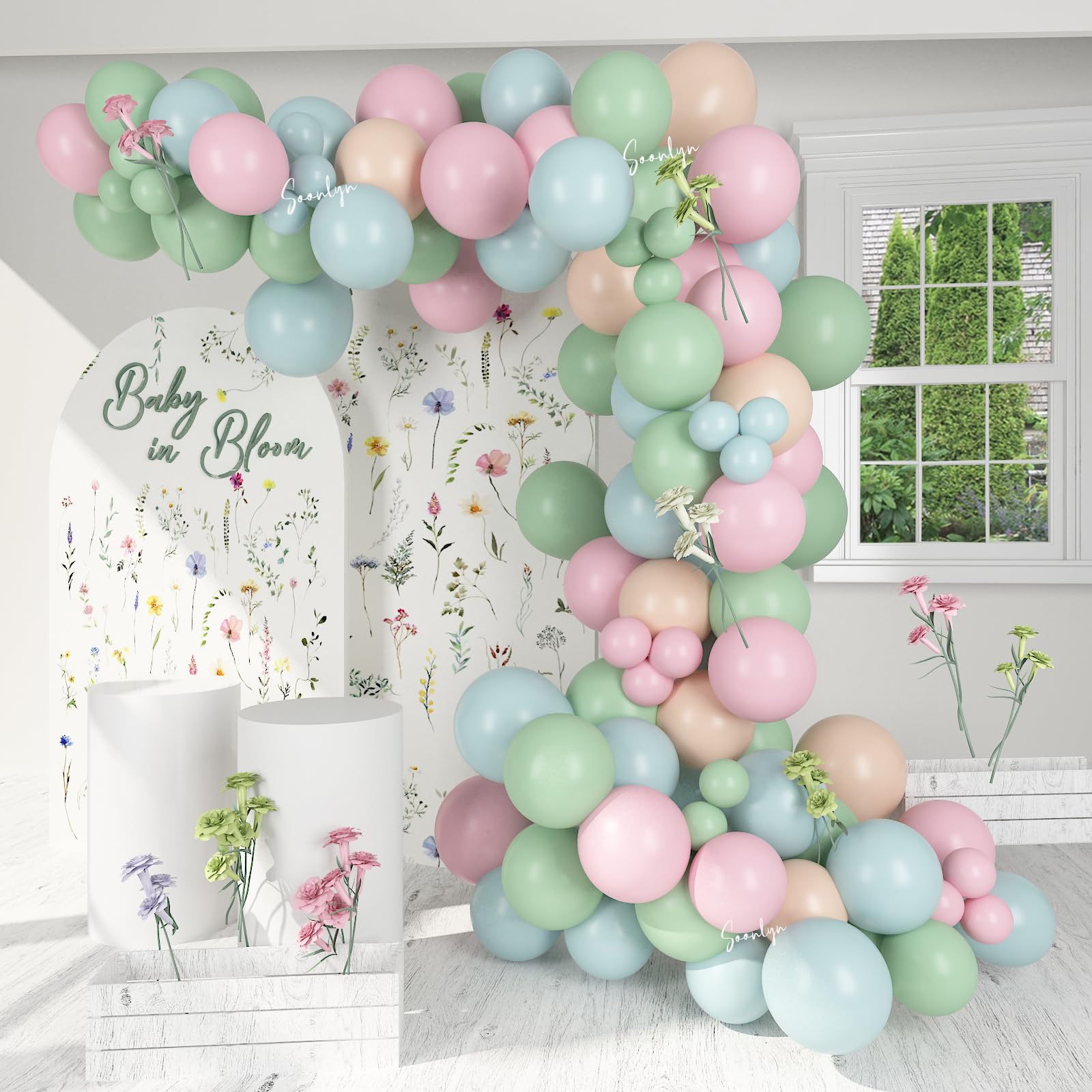 Soonlyn Baby In Bloom Balloon Arch Kit 14ft, Baby In Bloom Baby Shower Decorations, Wildflower Baby Shower Decorations, Bridal Shower, Wedding, Birthday