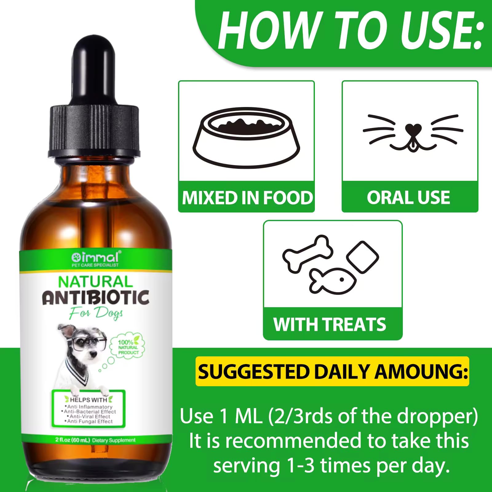 Natural Antibiotics for Dogs - Pet Antibiotic - Healing Aid and Skin Repair for Wounds, Sores, and Abrasions, Helps with Itchy and Irritated Skin - Duck Flavor