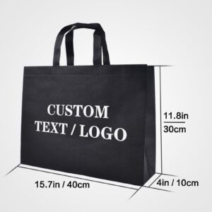 Scanect Custom Tote Bags 100 Pack, Personalized Logo Text, Bulk Grocery Bags, Reusable Shopping Bags Black