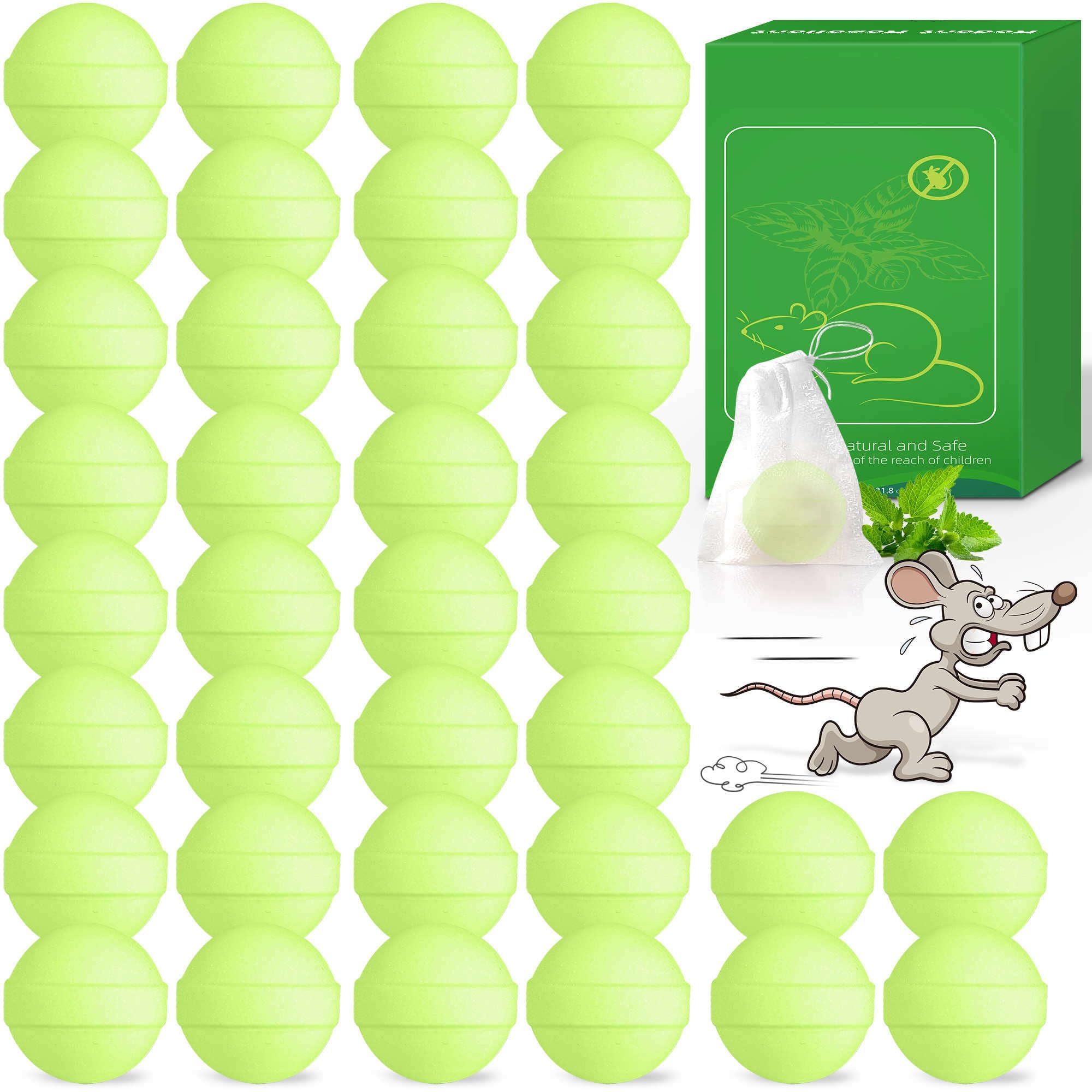 36 Pack Mice Repellent - Peppermint Oil Rat Repellent Ball for House Garage Garden Car Engine Indoor, Mouse Deterrent for Outdoor, Keep Mice Out Natural Pest Repellent Pet Safe