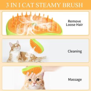 Cat Steam Brush, 3 In1 Spray Cat Brush, Self Cleaning Cat Steamy Brush, Cat Steamy Brush for Massage, Steam Pet Brush for Removing Tangled and Loosse Hair (Green)