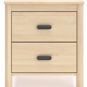 Signature Design by Ashley Cabinella Casual 2-Drawer Nightstand with Round Post Legs, 24.37" Tall, Light Brown