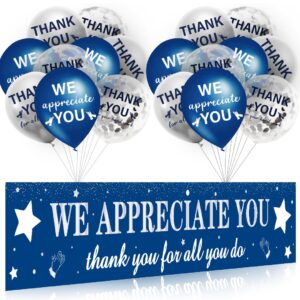 we appreciate you decorations blue silver appreciate you banner with 18 pcs balloons thank you yard sign for teacher employee staff poaster doctors nurse volunteer appreciation week party decor