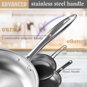 SHEUMNT Stainless Steel pots and pans set, 6 PCS Nonstick Induction Kitchen Cookware Set, Works with Induction/Electric and Gas Cooktops, Nonstick, Oven Safe, Camping Cookware