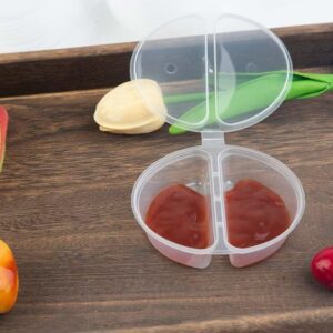 CEAJUSIOT Double Condiment Containers with Lids,Double Compartment Condiment Containers 2 Compartment Condiment Salad containers Travel (10)