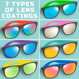 TikOnsYol 24 Pack 12 Color Neon Kid Sunglasses Bulk Party Favor for Kid Adult Boy Girl,80s Retro Style Plastic Toddler UV400 Toy Sunglasses Summer Beach Pool Birthday Graduation Party Classroom Prize