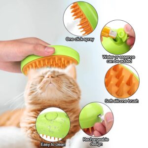 Cat Steam Brush, 3 In1 Spray Cat Brush, Self Cleaning Cat Steamy Brush, Cat Steamy Brush for Massage, Steam Pet Brush for Removing Tangled and Loosse Hair (Green)