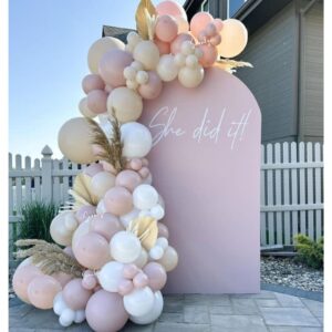 soonlyn pink balloon arch kit, 13ft thicken dusty pink boho neutral theme for coquette birthday party baby shower bridal shower