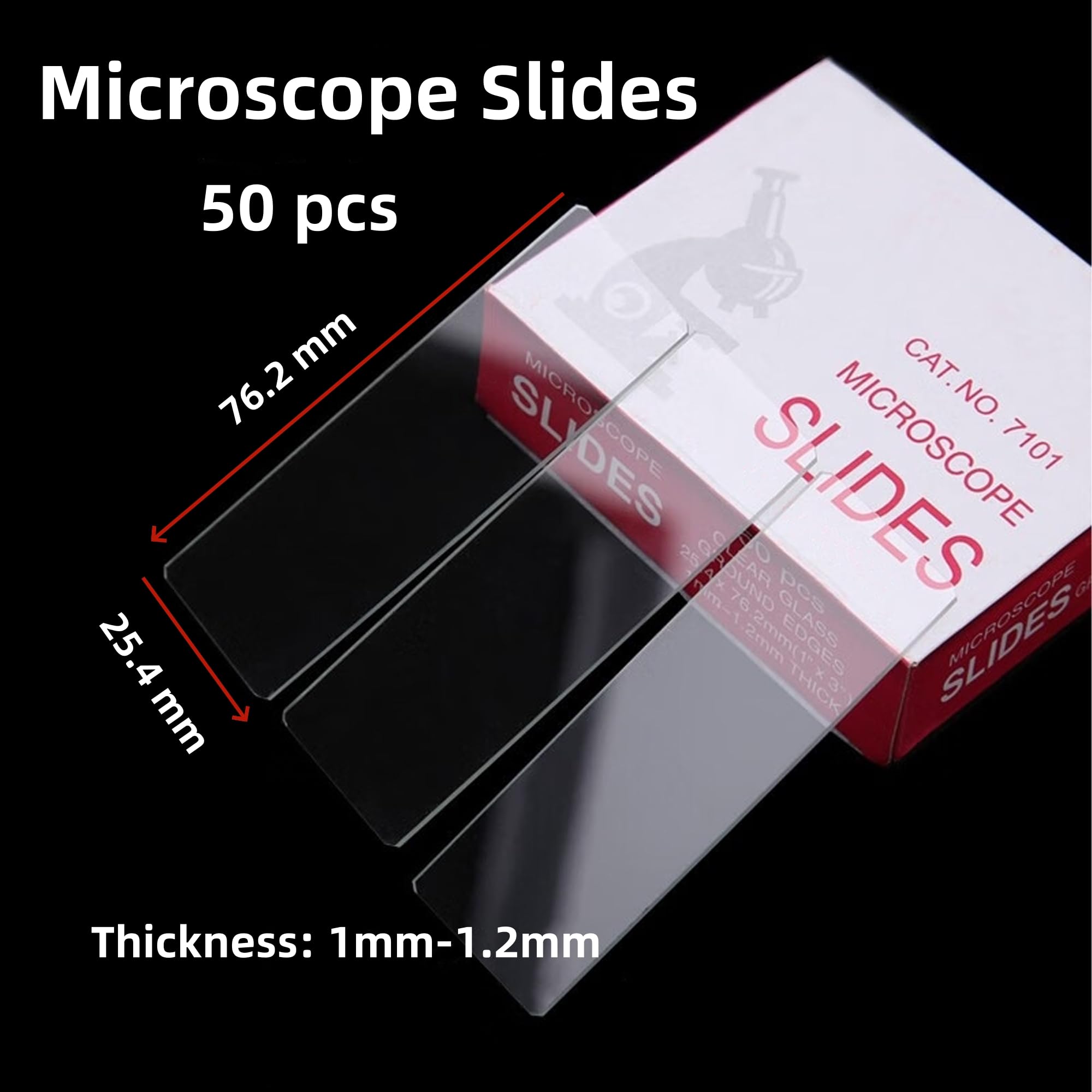 Blank Microscope Slides and Coverslips, 50Pcs Pre-Cleaned Blank Microscope Slides and 200Pcs 18mm Coverslips, for Microscopy Experiments and Analysis, Microscope Accessories. (A)