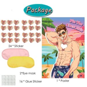 Roscid Bridal Shower Games Bachelorette Party Games Funny Party Game - Pin Hair on The Hunk 24 Players, Birthday Party Game Girls Nights Party Game Pin The Game, Engagement Party Games