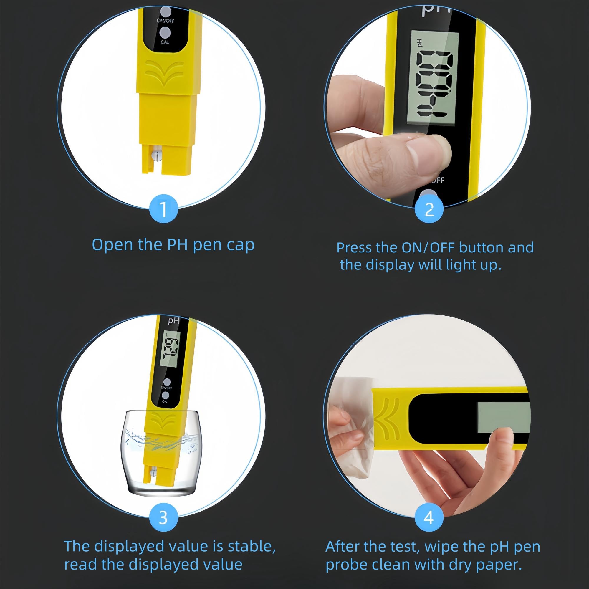 Aerkersun Digital pH Meter for Water, 0.01High Precision Pocket Size Water Quality Tester, 0-14 pH Measurement Range Digital, ATC pH Tester for Hydroponics, Drinking Water and Pool