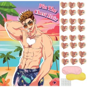 roscid bridal shower games bachelorette party games funny party game - pin hair on the hunk 24 players, birthday party game girls nights party game pin the game, engagement party games