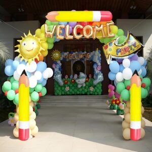 4 Pcs Large Giant Inflatable Pencil Balloon Birthday Party Back To School Graduation Favor Blow Up Balloon Hanging Classroom Decoration Suitable for Classroom Garden Room Birthday Party Decorations