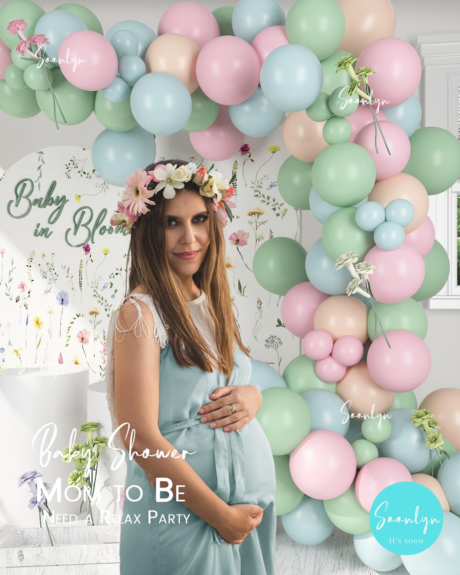 Soonlyn Baby In Bloom Balloon Arch Kit 14ft, Baby In Bloom Baby Shower Decorations, Wildflower Baby Shower Decorations, Bridal Shower, Wedding, Birthday