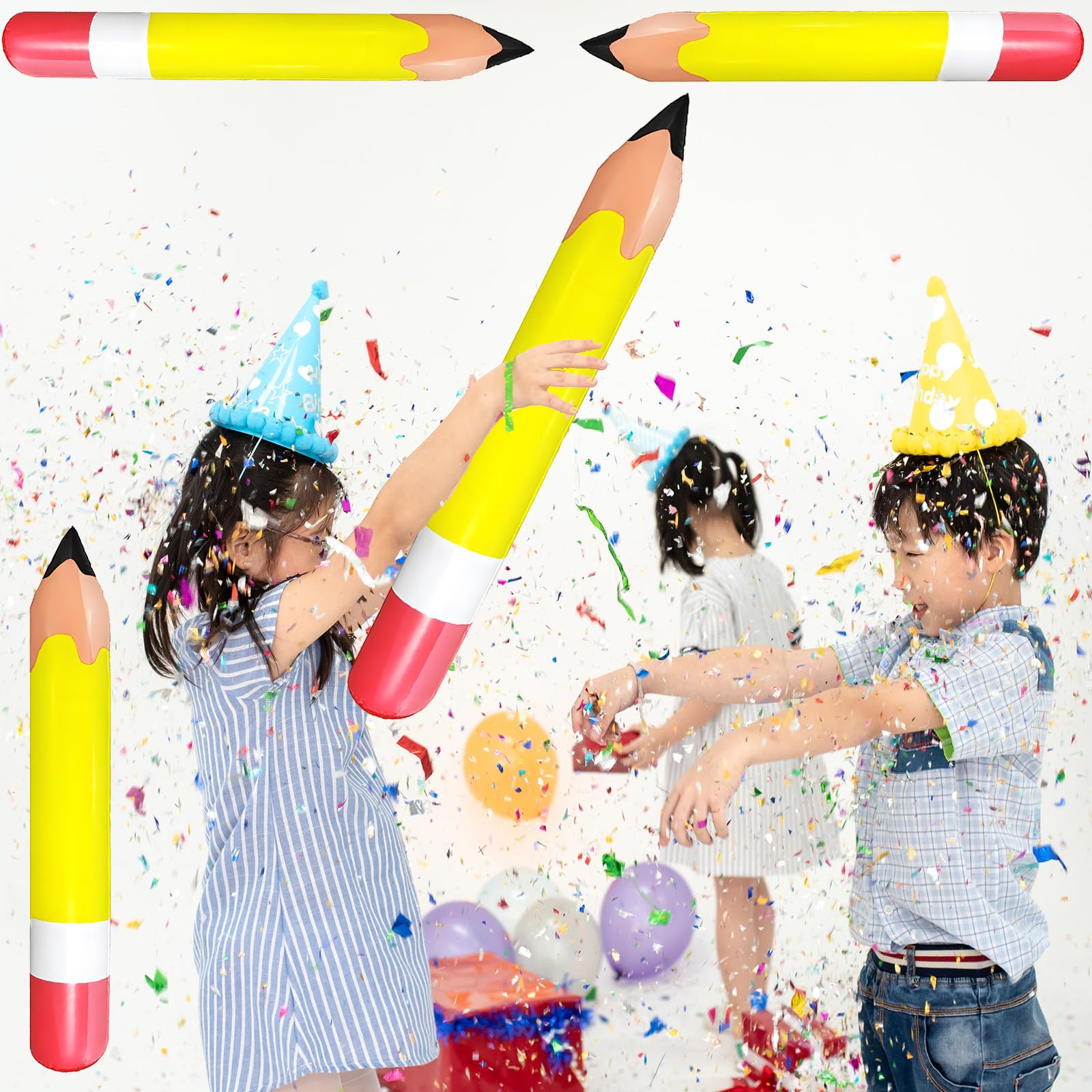 4 Pcs Large Giant Inflatable Pencil Balloon Birthday Party Back To School Graduation Favor Blow Up Balloon Hanging Classroom Decoration Suitable for Classroom Garden Room Birthday Party Decorations