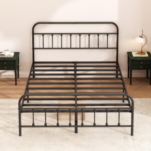 Kujielan Metal Bed Frame - Structurally Stable Heavy Duty Steel Slat Supported Full Bed Frames,No Box Spring Needed for Easy Removal and Transport…