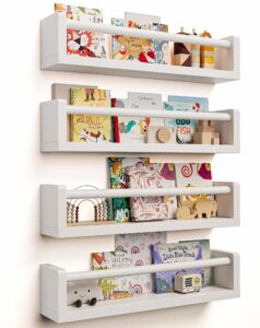 seocry nursery book shelves, set of 4 - kids wall bookshelf, floating book shelf for kids room, baby room, toddler bedroom, playroom & nursery decor