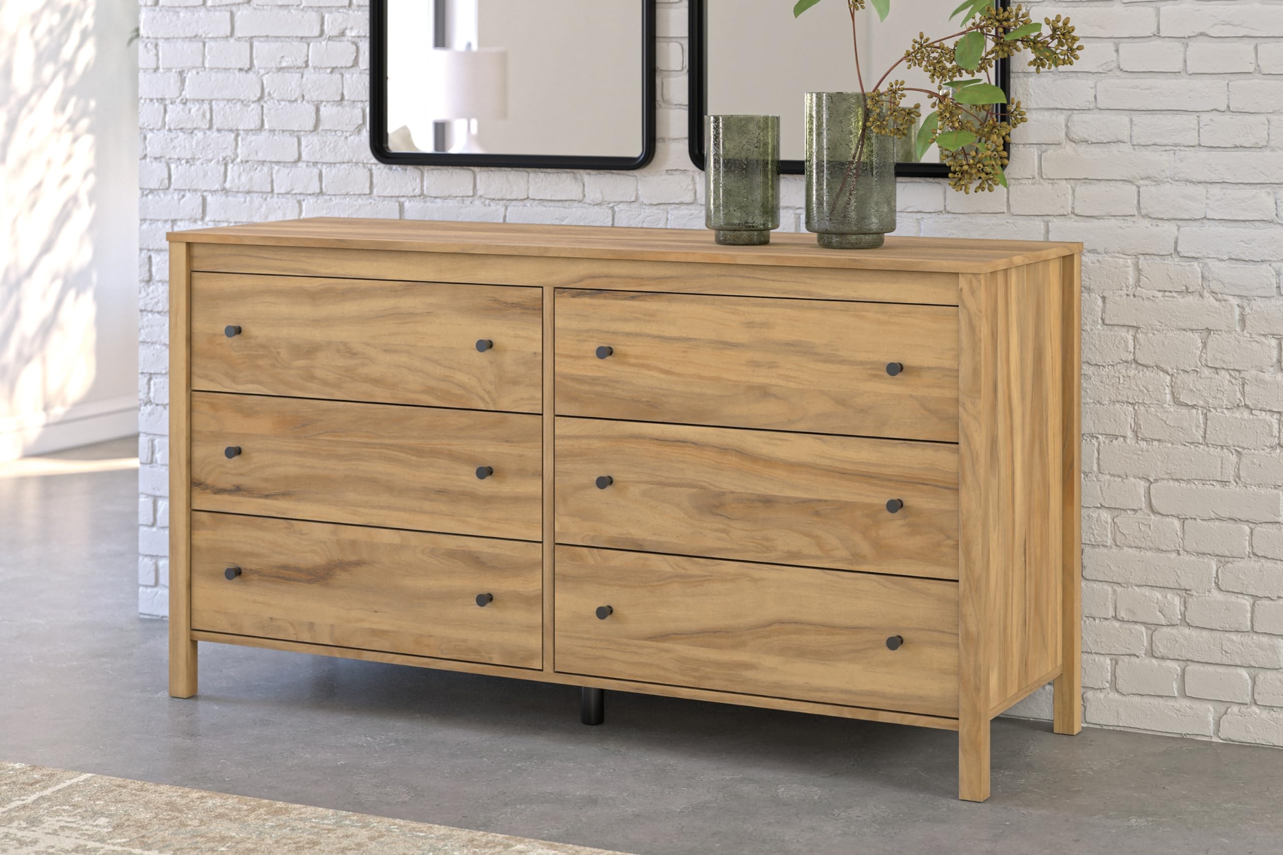 Signature Design by Ashley Hallityn Coastal 6-Drawer Dresser with Safety Stop and Scalloped Design, White