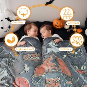 UOFON Halloween Blanket Pumpkin Throw Blanket Witchy Blanket Glow in The Dark for Kids Adults Halloween Decorations 50"x60"