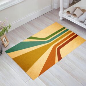 MSENEF Retro Rainbow Stripes Area Rugs Distressed Mid-Century Machine Washable Neutral Non-Shedding Indoor Floor Rug Carpet for Bedroom Living Room Under Dining Table Home House 6x9ft, Style-1