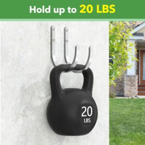 Garden Hose Holder Wall Mount - Heavy-Duty Aluminum Hose Hanger for Outside, Durable Wall-Mounted Hose Holder for Garden & Outdoor Use 8 Hooks, Silver