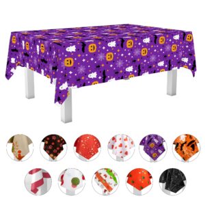 grandipity halloween tablecloth rectangle (3 pk) pumpkin tablecloth (54in x 108in) purple plastic disposable tablecloths