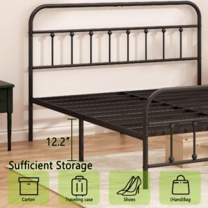 Kujielan Metal Bed Frame - Structurally Stable Heavy Duty Steel Slat Supported Full Bed Frames,No Box Spring Needed for Easy Removal and Transport…