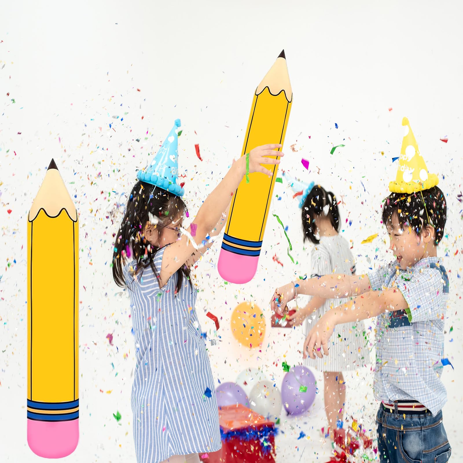 4 Pcs Giant Large Inflatable Pencil Balloon Birthday Party Back To School Graduation Favor Blow Up Balloon Hanging Classroom Decoration for Classroom Garden Room Birthday Party Decorations