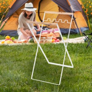 Trash Bag Holder Stable Iron Leaf Bag Holder Stand Foldable Garbage Bag Holder Lightweight Leaf Bag Holder Multi-Use Grocery Bag Holder for Yard Garden White