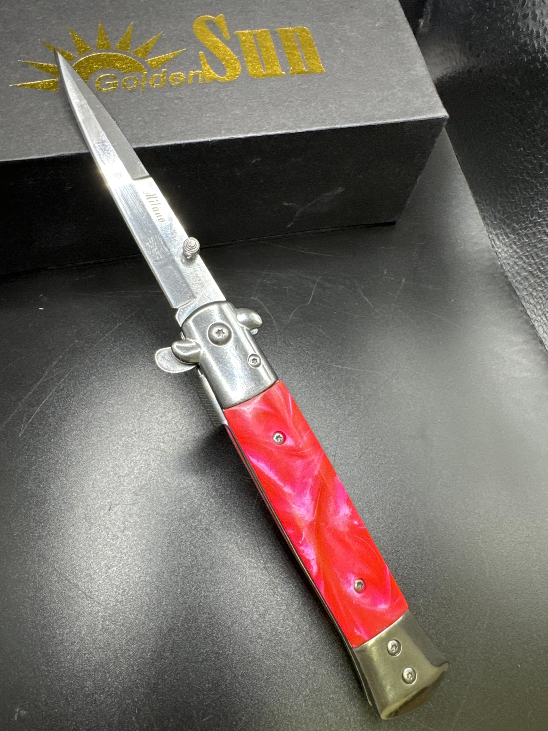 GOLDENSUN 9" pink folding pocket knife GS03M PNK