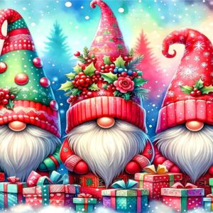 Diamond Art Kits for Adults Gnomes Diamond Painting Christmas Kits for Adults Beginners Round 5D Paint by Diamonds Gem Dots Art Gnomes Painting Crafts Kits Home Decor Gifts 12x16in (Christmas Gnomes)