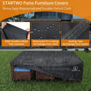 STARTWO Patio Furniture Covers Waterproof, Anti-UV Tear-Resistant Heavy Duty 7-12 Seats Outdoor Furniture Cover for Sectional Sofa, Patio Table Cover, 108" Lx82 Wx28 H, Black