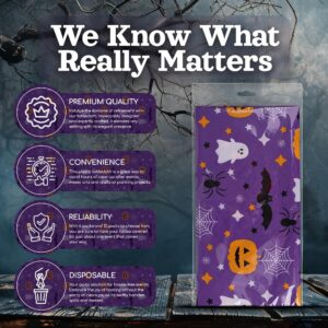 Grandipity Halloween Tablecloth Rectangle (3 Pk) Pumpkin Tablecloth (54in x 108in) Purple Plastic Disposable Tablecloths