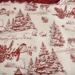 Christmas Duvet Cover Queen Size, 3PCs Red Village Christmas Bedding Set, Holiday Decor Soft Microfiber Duvet Cover and 2 Pillowcases with Zipper Closure for Kids Teens Adults (90"x90")