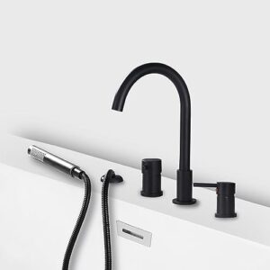 Kitchen Sink Faucet，Bathroom Faucets， Bath Shower Mixer Tap Single Lever Hot and Cold Water Tub Tap with Handheld Shower Head Brass Bath Taps with Shower Mixer for Bathroom/Black